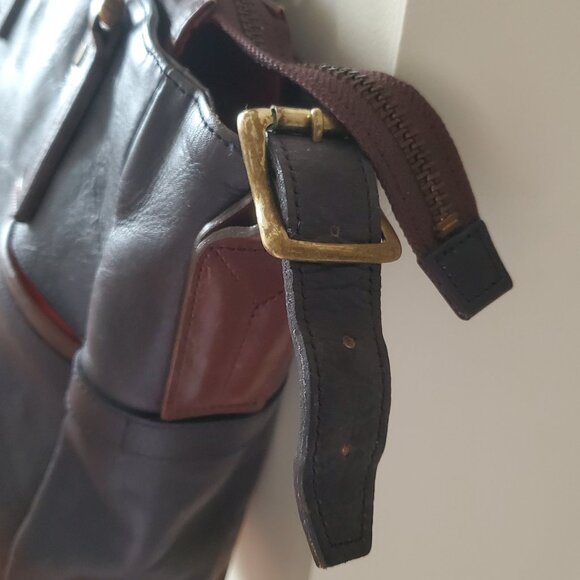 Master-piece GLOSS v2 Leather Tote Bag – Navy × Brown – Made in Japan – 2way - Picture 6 of 13